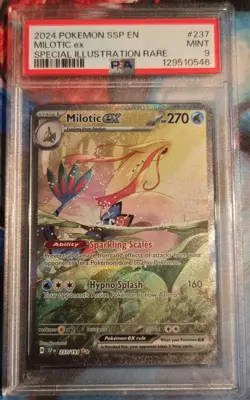 2024 Pokemon Surging Sparks Milotic EX #237 Special Illustration Rare PSA 9 - Image 1