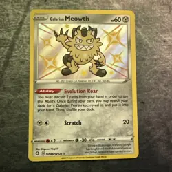 Pokemon TCG Galarian Meowth Shining Fates SV086/SV122 Holo Shiny Holo Rare NM - Image 1