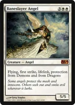 Baneslayer Angel - Foil Magic mtg Light Play, English Magic 2010 (M10) x1 - Image 1