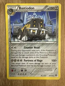 Pokemon TCG Bastiodon Steam Siege 70/114 Regular Rare MP - Image 1