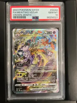 2023 POKEMON SWORD & SHIELD CROWN ZENITH #GG44 FULL ART/MEWTWO VSTAR PSA 10 - Image 1