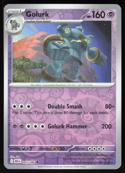 Golurk 043/086 Uncommon Black Bolt Pokemon Reverse Holo Near Mint - Image 1
