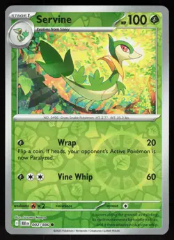 Servine 002/086 Common Black Bolt Pokemon Reverse Holo Near Mint - Image 1
