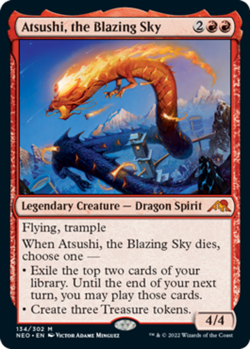 Atsushi, the Blazing Sky Magic mtg Light Play, English Neon Dynasty x1 - Image 1