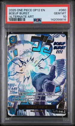 2025 ONE PIECE OP12-LEGACY OF THE MASTER ALTERNATE ART #060 BOEUF BURST PSA 10 - Image 1