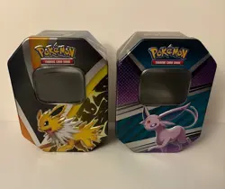 Pokemon Trading Card Game Set of 2 Empty Collectible Tins Jolteon & Espeon - Image 1