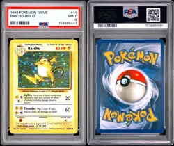 1999 Pokemon Game Raichu Holo Card 14/102 PSA 9 - Image 3