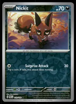 Nickit 119/182 Common Paradox Rift Pokemon Reverse Holo Near Mint - Image 1
