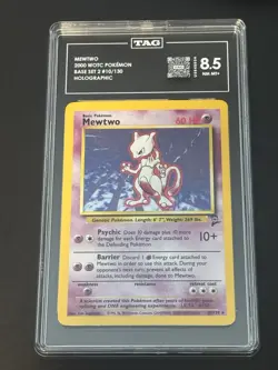 2000 POKEMON BASE SET 2 #10 MEWTWO-HOLO TAG 8.5 - Image 1