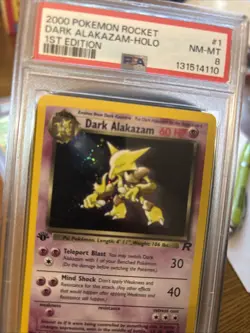 2000 POKEMON ROCKET 1ST EDITION #1 DARK ALAKAZAM-HOLO PSA 8 Swirl - Image 4