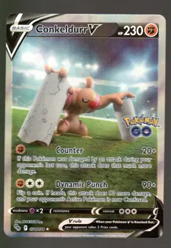 Pokemon Conkeldurr V (Alternate Full Art) Pokemon GO #074/078 NM - Image 1