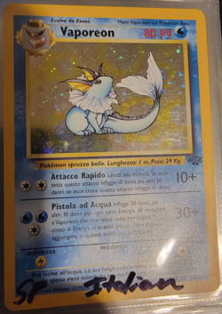 ITALIAN Holo Foil Vaporeon # 12/64 Jungle Set Pokemon Trading Cards LP - Image 1