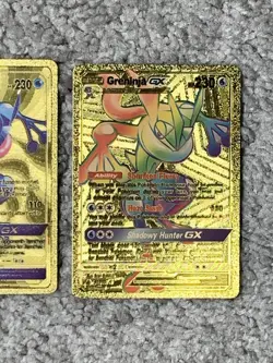 Set of 2 Greninja GX HP230 Shuriken Flurry Gold Foil Fan Art Card - Image 3