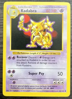 Shadowless Kadabra 032/102 Pokemon TCG WOTC Base Set MINT - Image 1