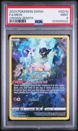 2023 POKEMON SWORD & SHIELD CROWN ZENITH #GG10 FULL ART/MEW PSA 9 - Image 1