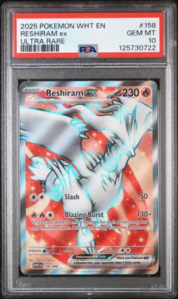 Reshiram EX White Flare Ultra Rare Card SV 158/086 PSA 10 Pokemon TCG - Image 1
