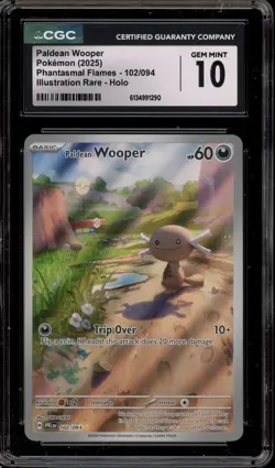 Pokemon Paldean Wooper Phantasmal Flames Illustration Rare #102 CGC 10 Gem Mint - Image 1