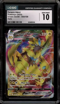 Pokemon Zeraora VMAX Crown Zenith Full Art #054 CGC 10 Gem Mint - Image 1
