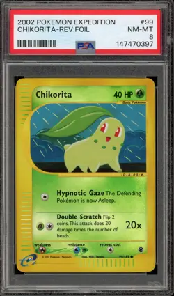 Pokemon Chikorita Expedition Reverse Holo #99 PSA 8 - Image 1