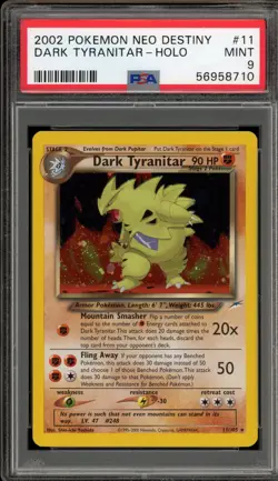 Pokemon Dark Tyranitar Neo Destiny Unlimited Holo Rare #11 PSA 9 Mint - Image 1