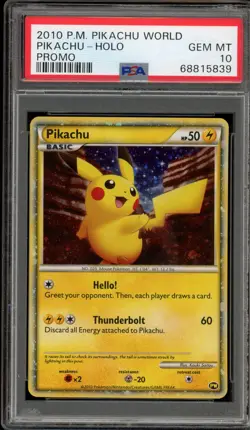 Pokemon Pikachu World Coll. Holo Promo PSA 10 Gem Mint - Image 1