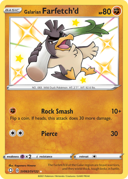 GALARIAN FARFETCH'D SV063/SV122 SHINING FATES SHINY VAULT POKEMON NM/M - Image 1