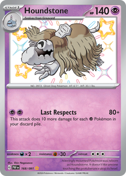 HOUNDSTONE 168/091 SHINY RARE PALDEAN FATES POKEMON NEAR MINT - Image 1