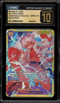 One Piece CCG Monkey.D.Luffy Awakening/New Era SEC OP05-119 CGC 10 Pristine - Image 1