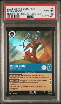 2022 Disney Lorcana D23 Expo Promo #6 Robin Hood Unrivaled Archer PSA 10 GEM - Image 1