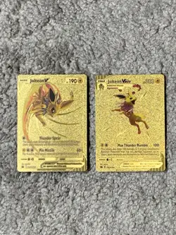 Set of 2 Jolteon V HP190 & VMax HP300 Blackstar Promo Gold Foil Fan Art Card NM! - Image 1