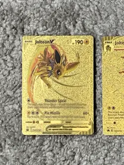 Set of 2 Jolteon V HP190 & VMax HP300 Blackstar Promo Gold Foil Fan Art Card NM! - Image 2