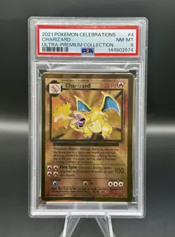 PSA 8 Charizard Metal Card Promo 004/102 Pokemon Celebrations UPC ENGLISH 2021 - Image 1