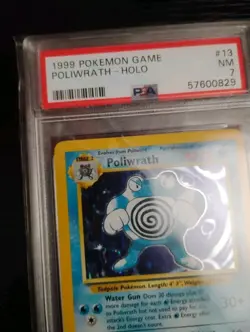 1999 Pokemon TCG Poliwrath Base Set Holo Unlimited Rare Card 13/102 PSA 7 - Image 2
