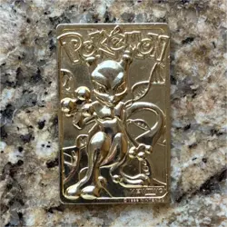 Pokemon Mewtwo Gold Metal Card Nintendo 1999 Burger King Limited Edition - Image 1