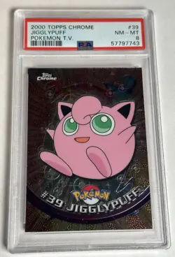 PSA 8 NM/MT Pokemon TV Jigglypuff #39 Topps Chrome 2000 Graded - Image 1