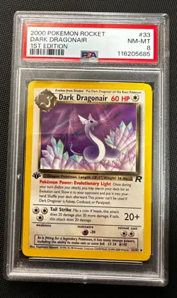 2000 Pokemon TEAM ROCKET 1ST Edition DARK DRAGONAIR #33 - PSA 8 NM-MT - Image 1