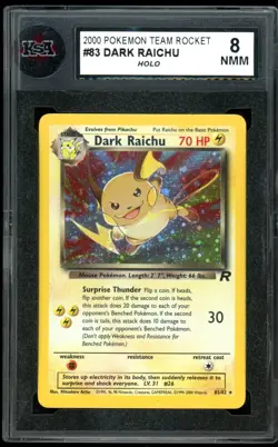 2000 Pokemon Team Rocket #83 Dark Raichu Holo KSA 8 NMM - Image 1