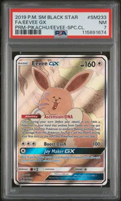 2019 POKEMON SM BLACK STAR PROMO EEVEE GX #SM233 PSA 7 NM #115891674 - Image 1