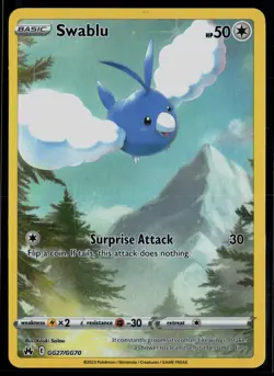 Swablu GG27/GG70 Crown Zenith Galarian Gallery Trainer Gallery Rare Holo Pokemon - Image 1