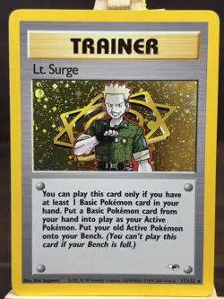 Pokemon WOTC Gym Heroes Lt Surge Trainer Holo Rare 17/132 - Image 1