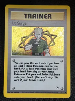 Pokemon WOTC Gym Heroes Lt Surge Trainer Holo Rare 17/132 - Image 3