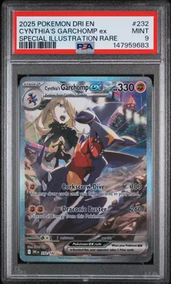 2025 POKEMON DRI EN-DESTINED RIVALS #232 CYNTHIA'S GARCHOMP EX PSA 9 - Image 1