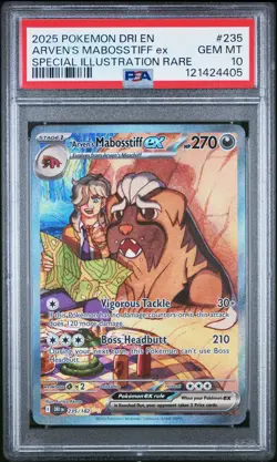 2025 POKEMON DRI EN-DESTINED RIVALS #235 ARVEN'S MABOSSTIFF EX PSA 10 - Image 1
