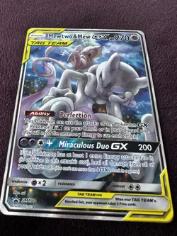 Mewtwo & Mew GX SM191 Black Star Promo Full Art Tag Team 2019 Pokemon NM/LP - Image 1