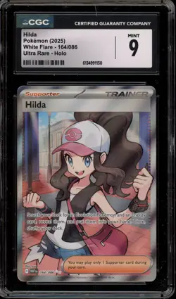 Pokemon Hilda White Flare Ultra Rare #164 CGC 9 Mint - Image 1