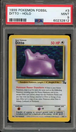 Pokemon Ditto Fossil Unlimited Holo Rare #3 PSA 9 Mint - Image 1