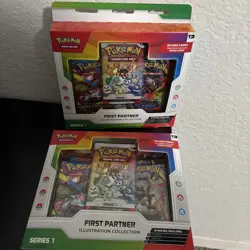 Pokemon TCG First Partner Illustration Collection Series 1 Sealed Box 3 Packs - Image 1