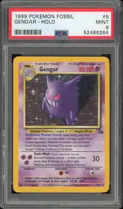1999 Pokemon Fossil Gengar-Holo #5 MINT PSA 9 - Image 1