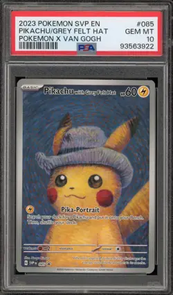 Pokemon Pikachu with Grey Felt Hat Van Gogh Full Art Promo SVP EN 085 PSA 10 - Image 1