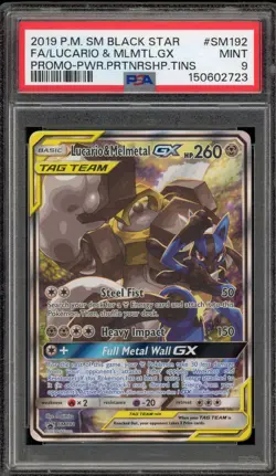 Pokemon Lucario & Melmetal GX Power Partnership Tins Full Art Promo SM192 PSA 9 - Image 1